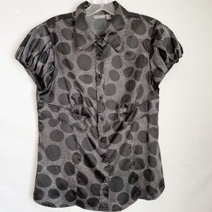 🟢Apt. 9 Woman Black Circular Print Blouse Size M